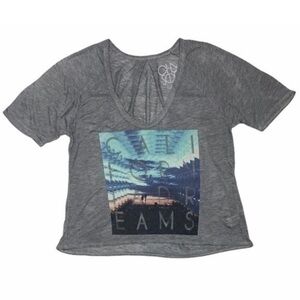 Chaser Women’s Size XS Gray Short Sleeve California Dreams Scoop Neck Tee Shirt